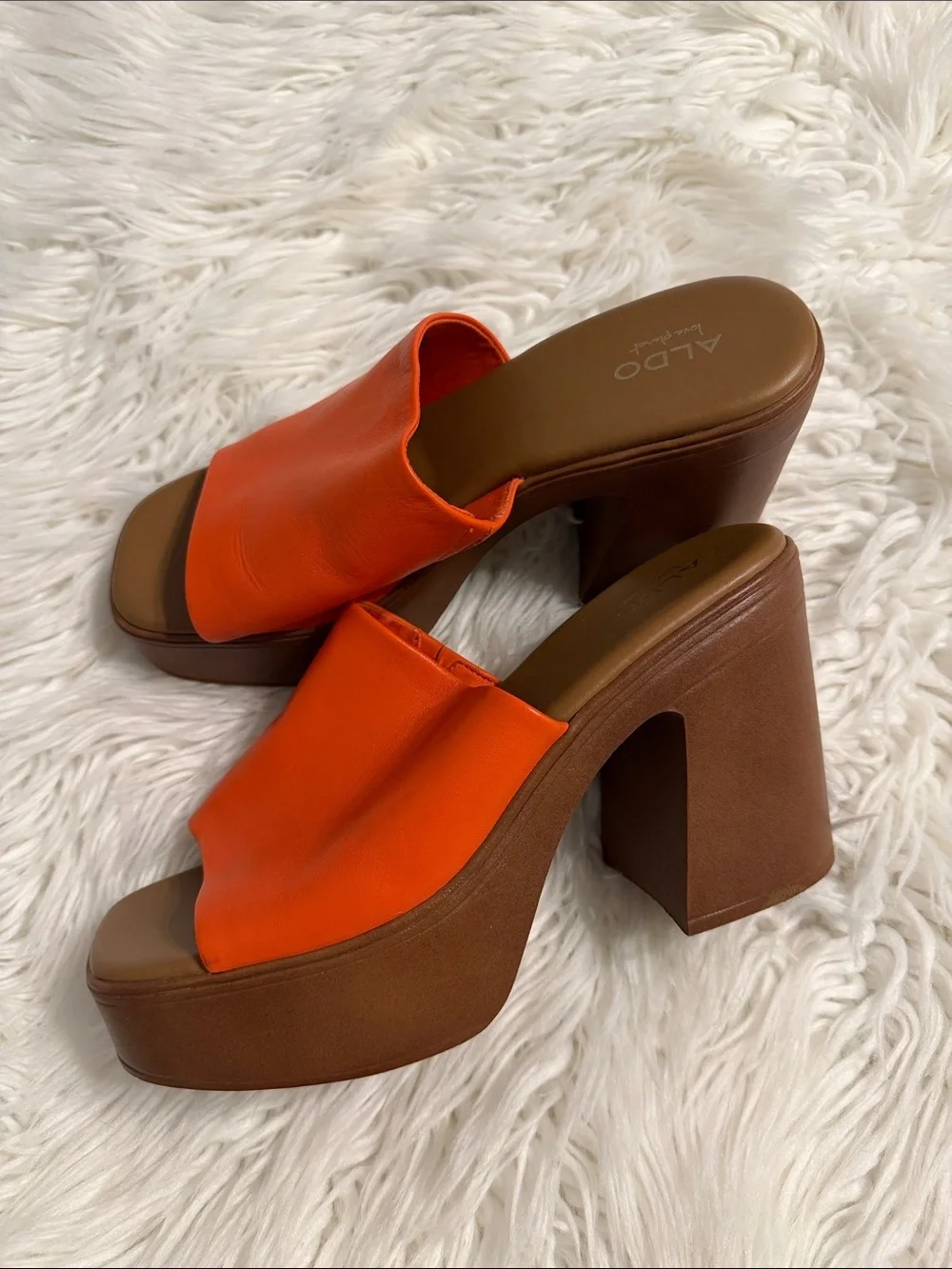ALDO Orange  Platform Slide Sandals size 9 BNWOT